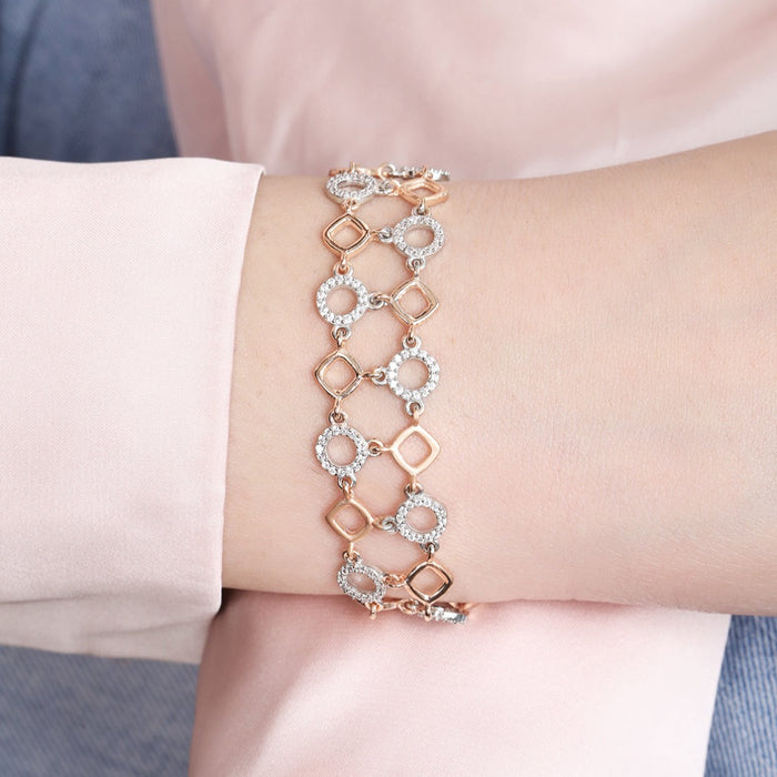 Harmony in Contrast Abstract 925 Sterling Silver Bracelet