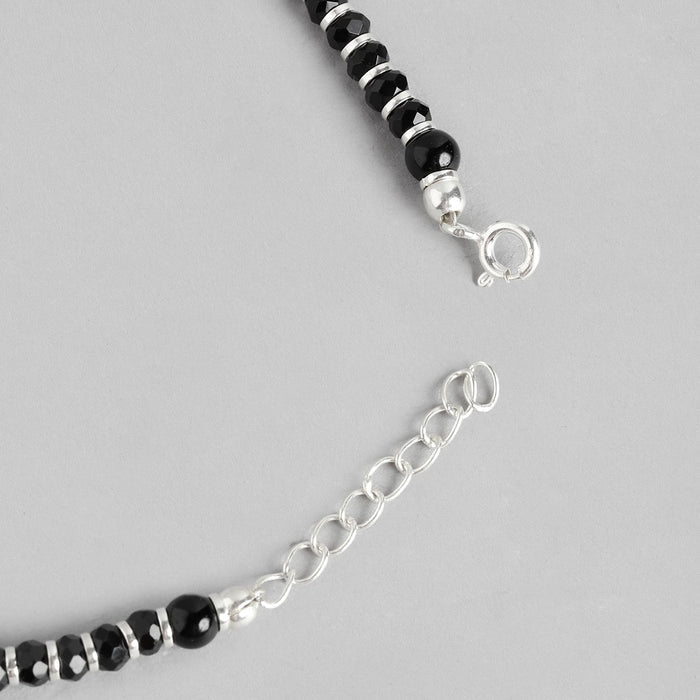 Harmony in Contrast Rhodium Plated 925 Sterling Silver Anklet