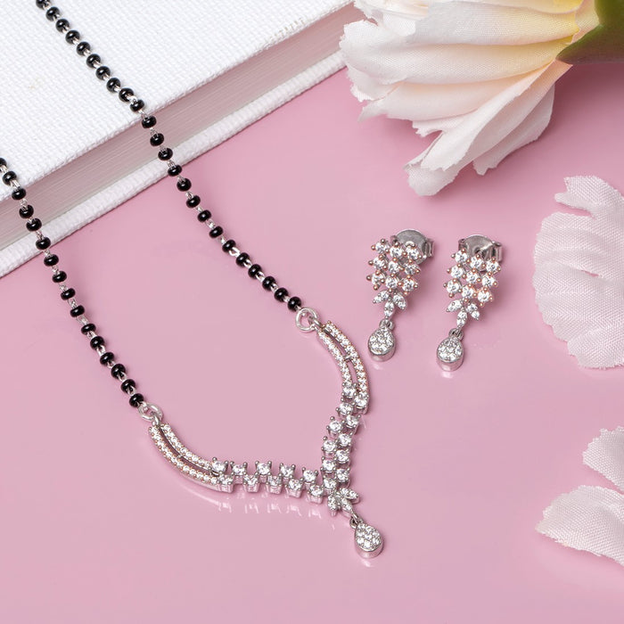 Harmony in Duality Dual Tone CZ 925 Sterling Silver Combo Mangalsutra