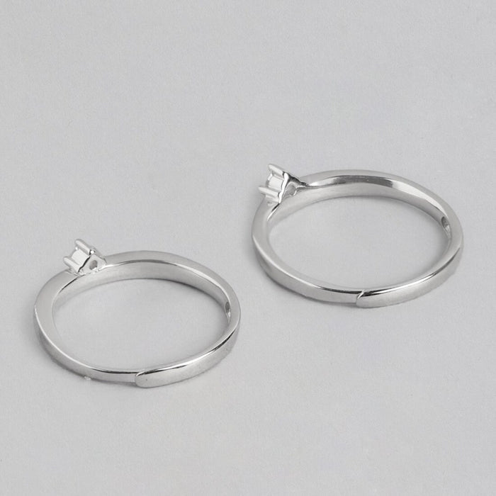 Harmony in Love 925 Sterling Silver Couple Ring adorned with Cubic Zirconia (Adjustable)