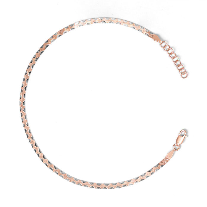 Harmony in Tones 925 Sterling Silver Anklet with Dual Tone Plating