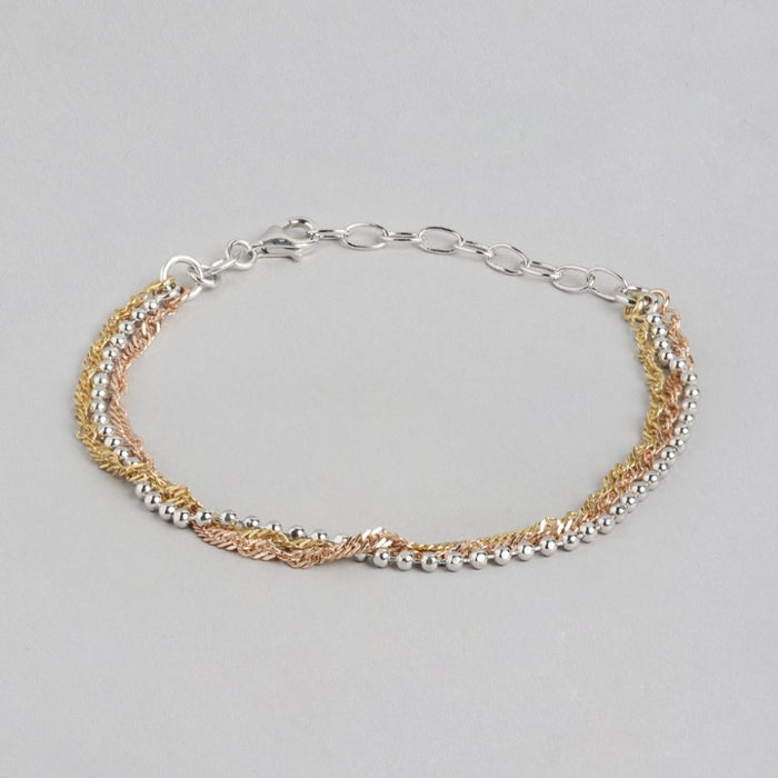 Harmony in Triads Triple Tone Plated 925 Sterling Silver Bracelet