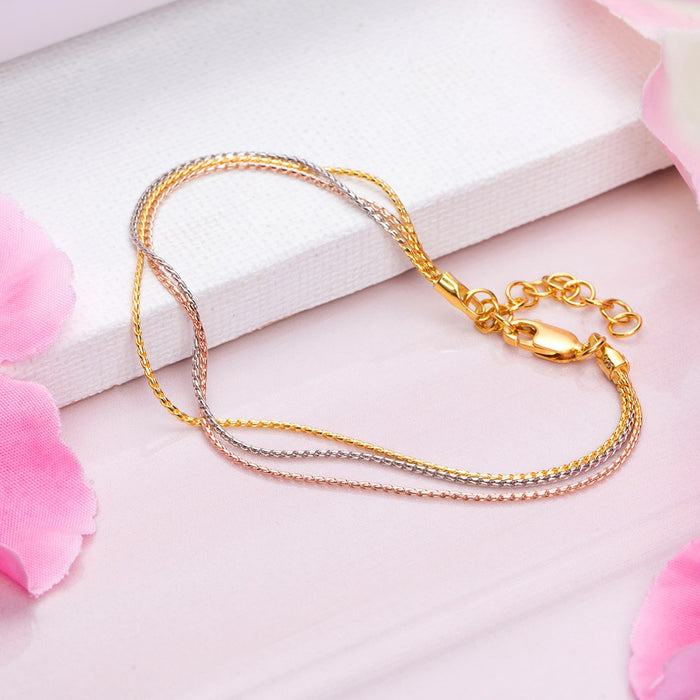 Harmony Layered Links 925 Sterling Silver Triple Tone Chain Bracelet