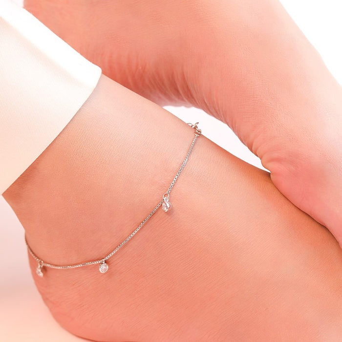 Harmony of Love - Leafy Toe Ring & Charm Drop Anklet Pair Valentine Combo