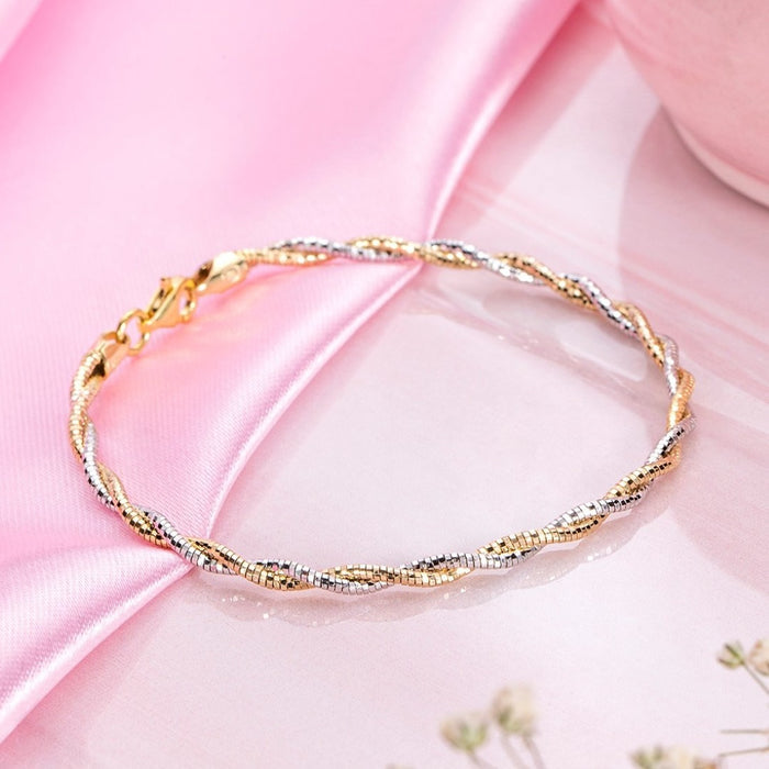 Harmony Weave 925 Sterling Silver Gold & Rhodium Plated Bracelet
