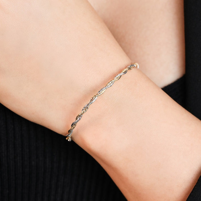 Harmony Weave 925 Sterling Silver Gold & Rhodium Plated Bracelet