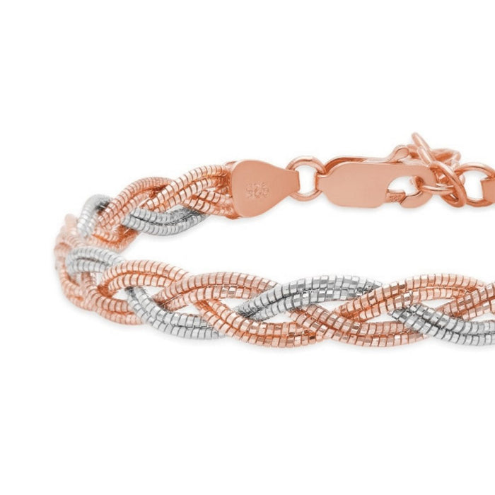 Harmony Weave Dual Tone Plated 925 Sterling Silver Weave Bracelet