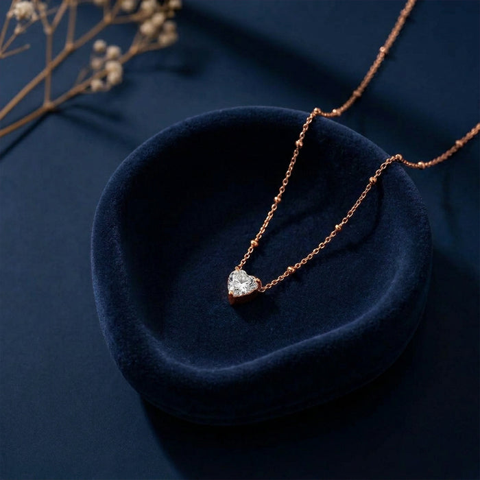Heart beam Rose Gold Plated 925 Silver Necklace