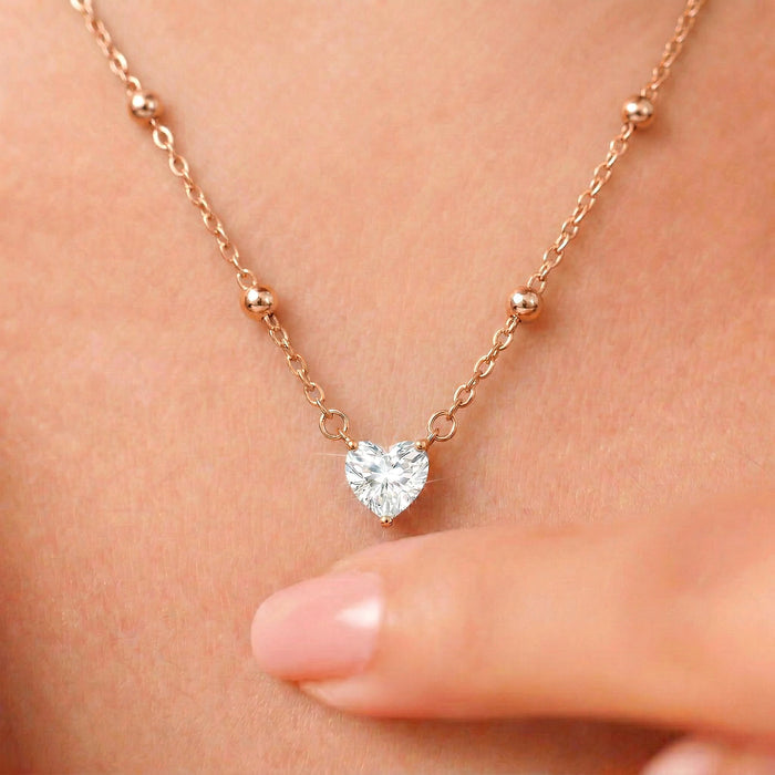 Heart beam Rose Gold Plated 925 Silver Necklace
