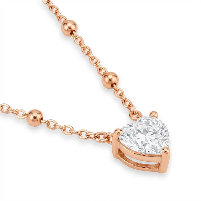 Heart beam Rose Gold Plated 925 Silver Necklace