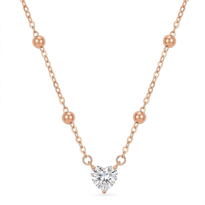 Heart beam Rose Gold Plated 925 Silver Necklace