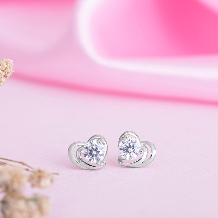 Heart CZ 925 Sterling Silver Earrings