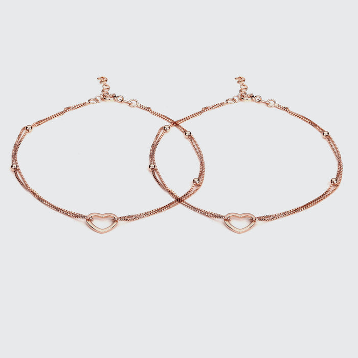 Heart-CZ rose Gold Plated 925 Jewellery Set