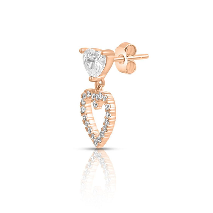 Heart Drop Rose Gold Plated 925 Sterling Silver Earrings