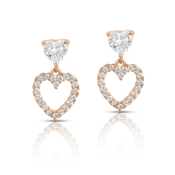 Heart Drop Rose Gold Plated 925 Sterling Silver Earrings