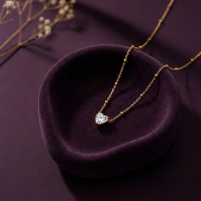 Heart Glow Gold Plated 925 Silver Beads Necklace