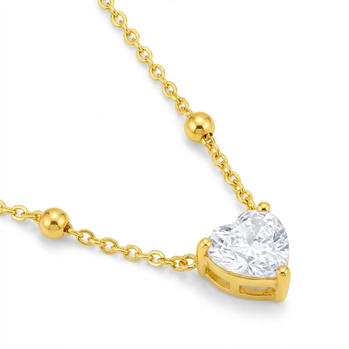 Heart Glow Gold Plated 925 Silver Beads Necklace