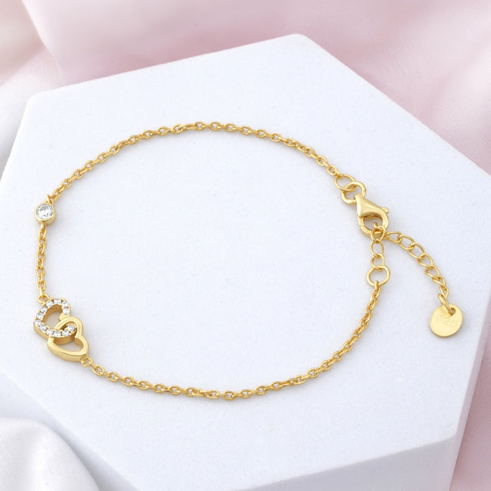 Heart Gold Plated 925 Sterling Silver Bracelet
