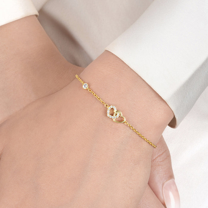Heart Gold Plated 925 Sterling Silver Bracelet