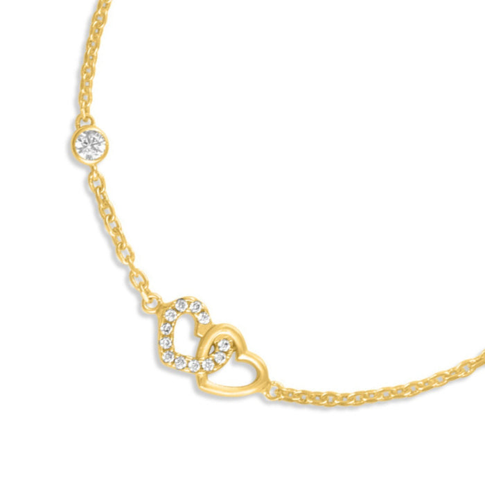 Heart Gold Plated 925 Sterling Silver Bracelet