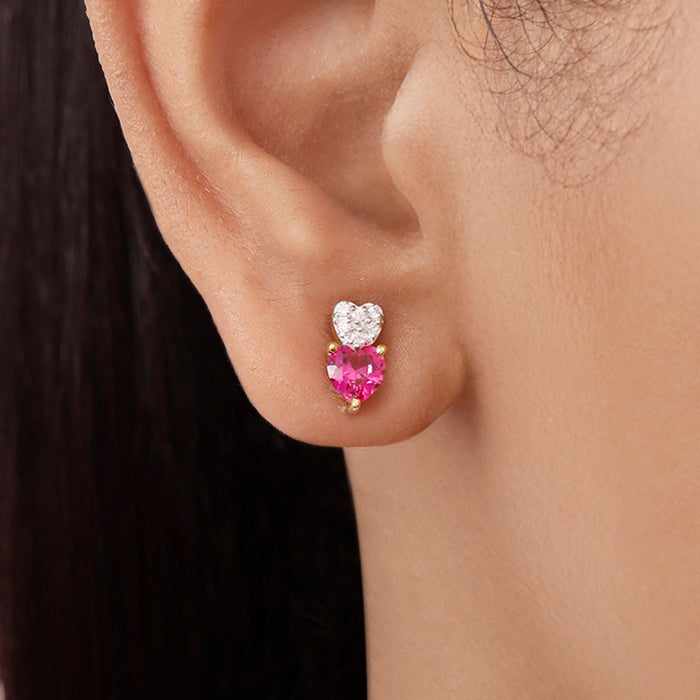 Heart Gold Plated 925 Sterling Silver Earrings
