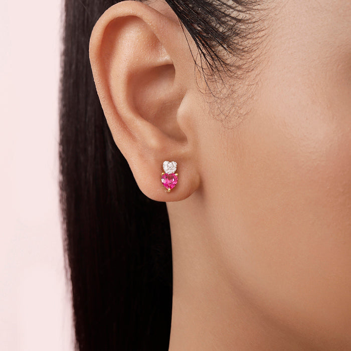 Heart Gold Plated 925 Sterling Silver Earrings