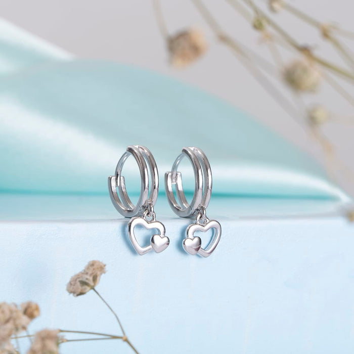 Heart in Heart 925 Silver Drop Earring