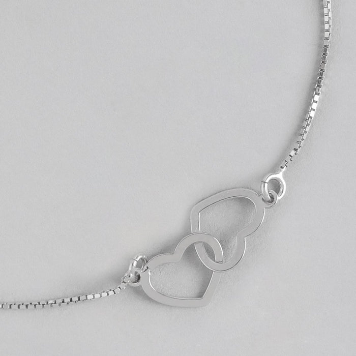 Heart in Heart Radiance Rhodium-Plated 925 Sterling Silver Bracelet with Box Chain