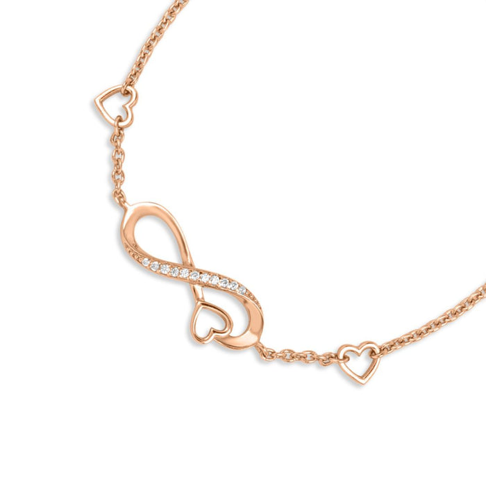 Heart & Infinity Rose Gold Plated 925 Silver Bracelet