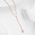Heart Lariat Rose Gold Plated 925 Sterling Silver Necklace
