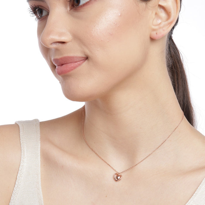 Heart & Love Rose Gold Plated 925 Sterling Silver Necklace