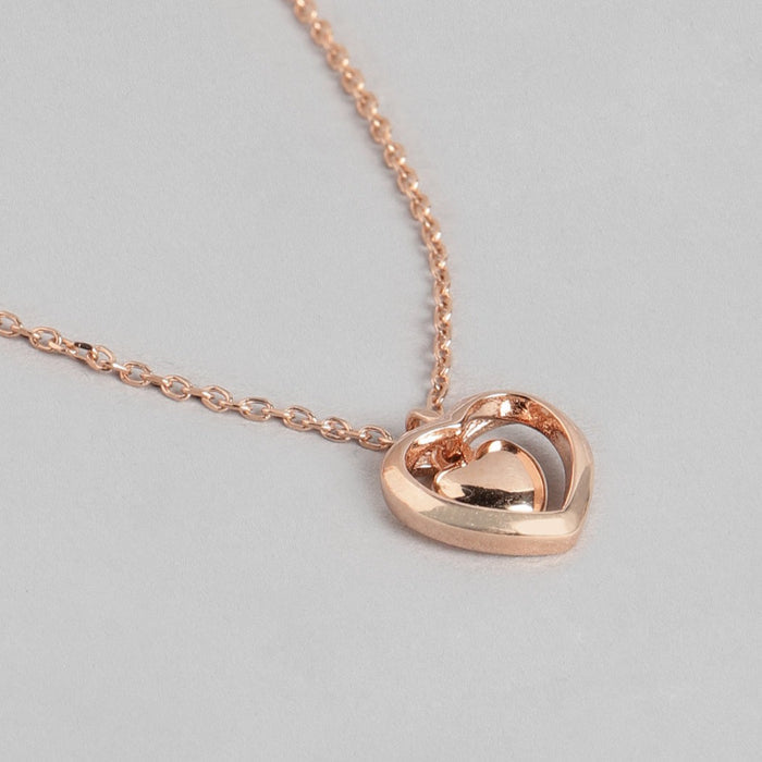 Heart & Love Rose Gold Plated 925 Sterling Silver Necklace