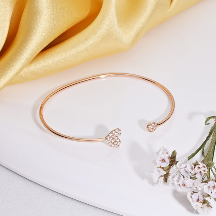 Heart of Gold CZ 925 Sterling Silver Slider Bracelet