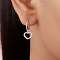 Heart Rhodium Plated 925 Sterling Silver Earrings