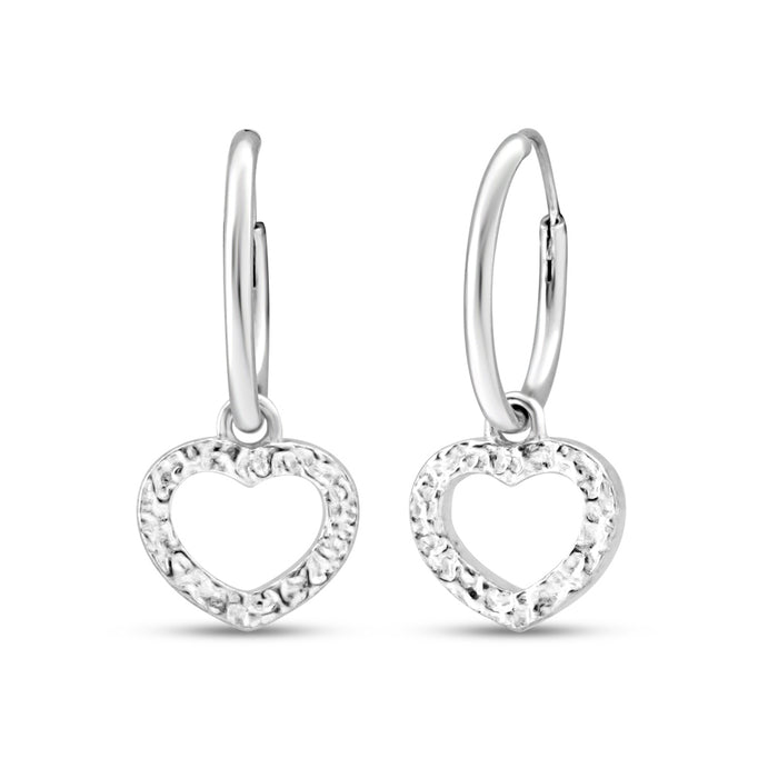 Heart Rhodium Plated 925 Sterling Silver Earrings