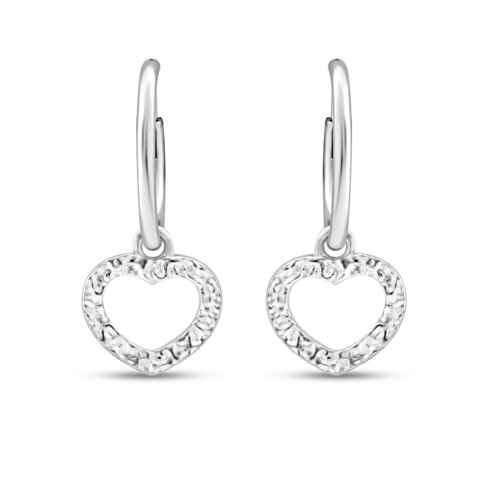Heart Rhodium Plated 925 Sterling Silver Earrings