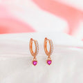 Heart Rose Gold Plated 925 Sterling Silver Drop Earrings