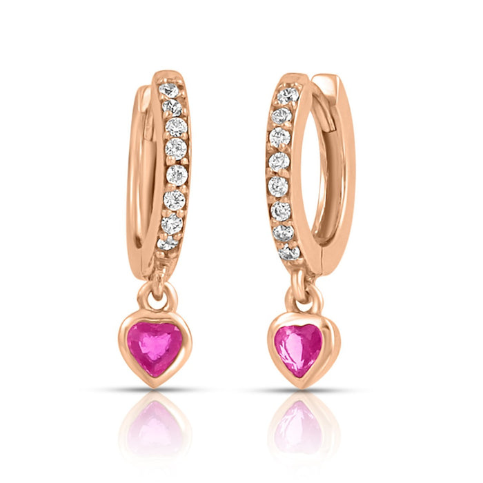 Heart Rose Gold Plated 925 Sterling Silver Drop Earrings