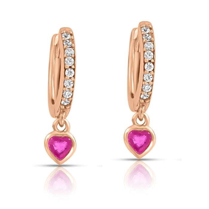 Heart Rose Gold Plated 925 Sterling Silver Drop Earrings