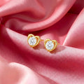 Heart-Shaped CZ Gold Plated 925 Sterling Silver Stud Earrings