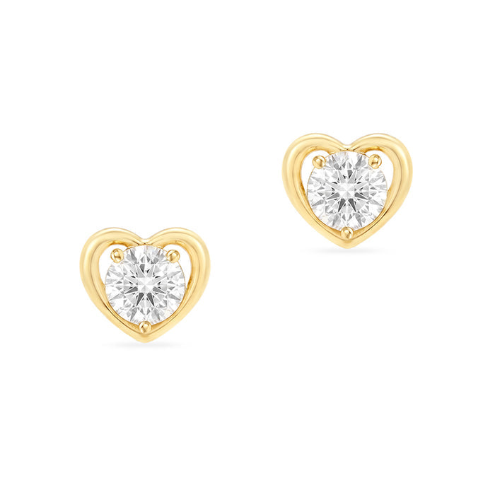 Heart-Shaped CZ Gold Plated 925 Sterling Silver Stud Earrings