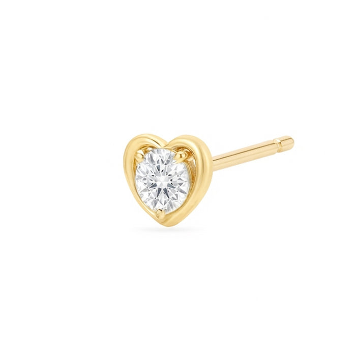 Heart-Shaped CZ Gold Plated 925 Sterling Silver Stud Earrings