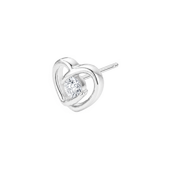 Heart-Shaped CZ Rhodium Plated 925 Sterling Silver Stud Earrings