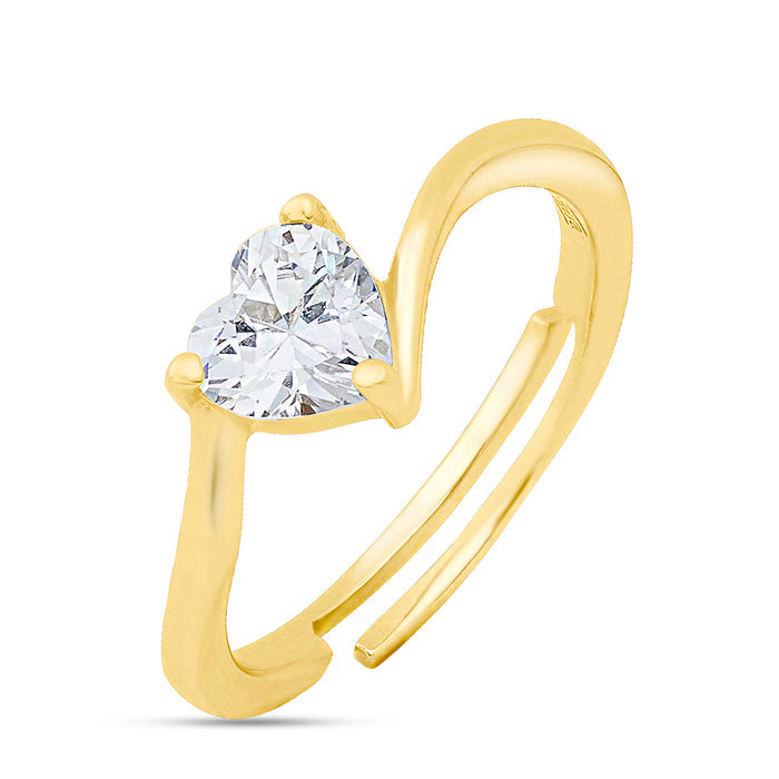 Heart Solitaire Gold Plated 925 Sterling Silver Ring