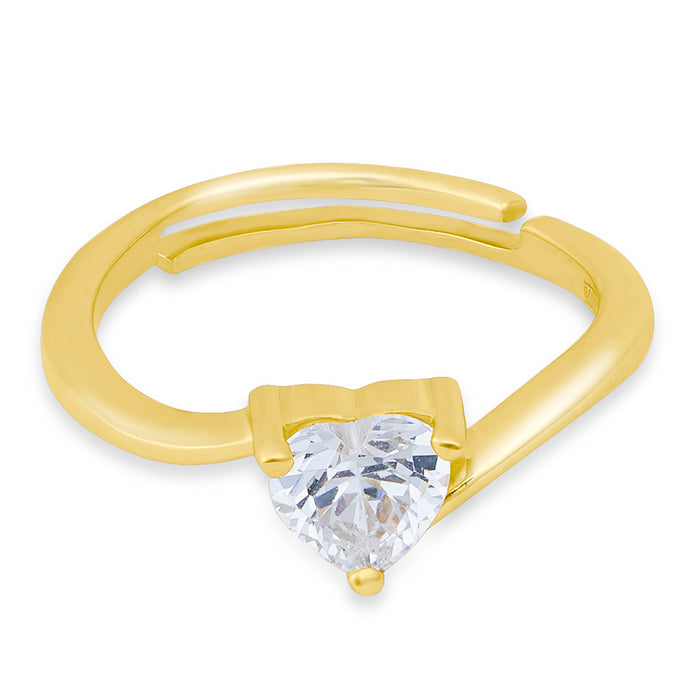 Heart Solitaire Gold Plated 925 Sterling Silver Ring