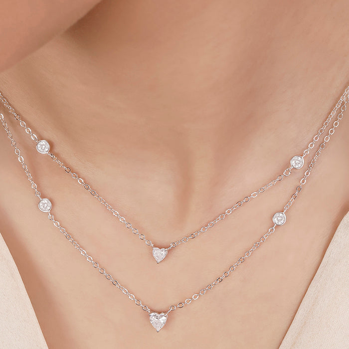 Heart Solitaire Rhodium Plated 925 Sterling Silver Necklace