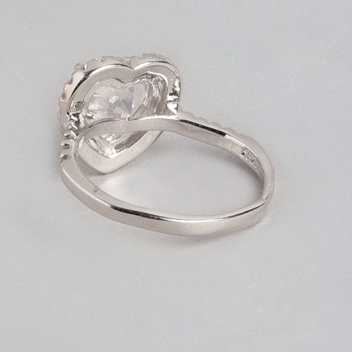 Heart Solitaire Studded 925 Sterling Ring (Adjustable)