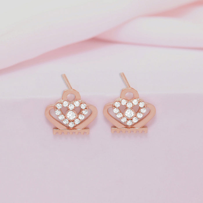 Heart Spark Rose Gold Plated 925 Sterling Silver Earrings