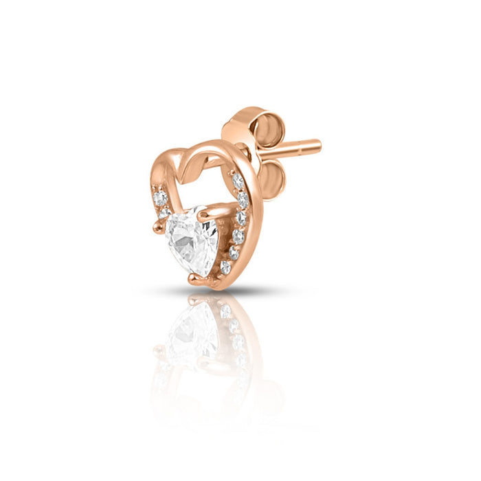 Heart Throb Rose Gold Plated 925 Sterling Silver Earrings