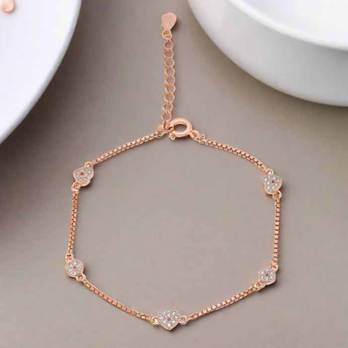 Heartbeat Harmony Rose Gold-Plated 925 Sterling Silver Bracelet